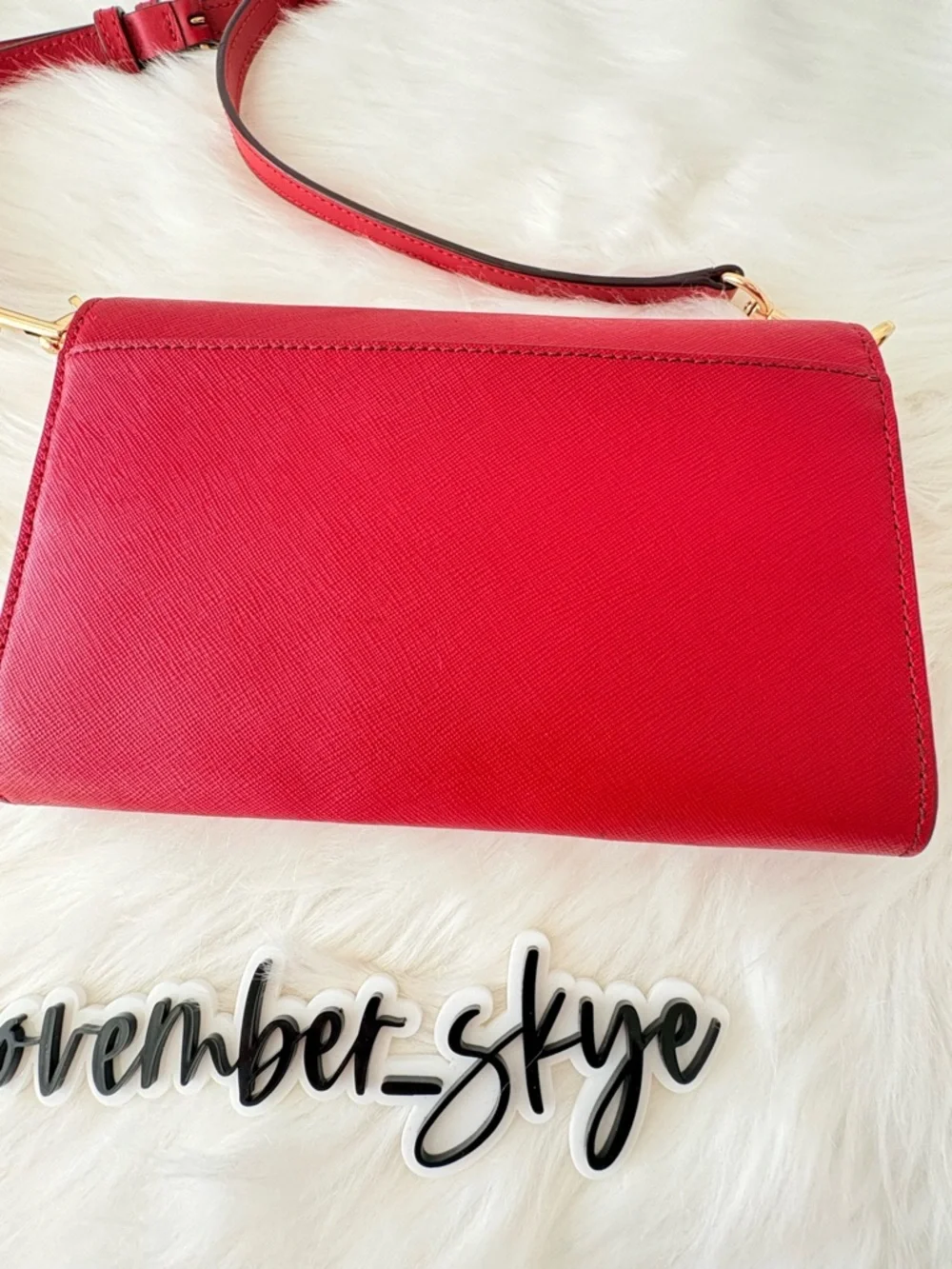 Tory Burch‎ Red saffiano Crossbody Wallet on Chain